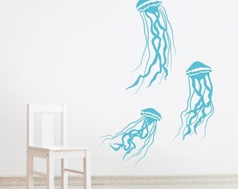 Jelly Fish Wall Decal -Underwater Decal, Ocean Decal, Nursery Ocean Art, Jellyfish Decal, Jellyfish Art, Ocean Themed Room, Ocean Wall Decal