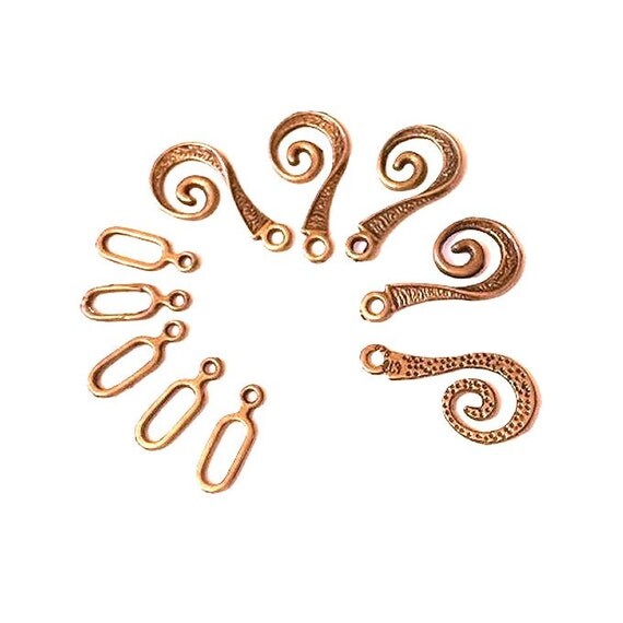 5 sets Spiral Hook and Eye Clasp Antique Copper by Gemstone4u