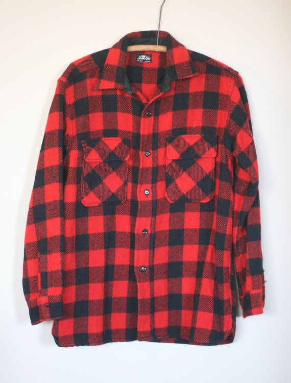 vintage black and red buffalo plaid lumberjack shirt by king