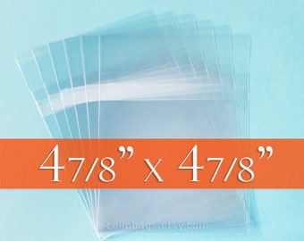 100 4 7/8 x 4 7/8 Inch Resealable Cello Bags, Clear 1.6 mil Acid Free Clear Bags for CD, DVD - Tape on BODY