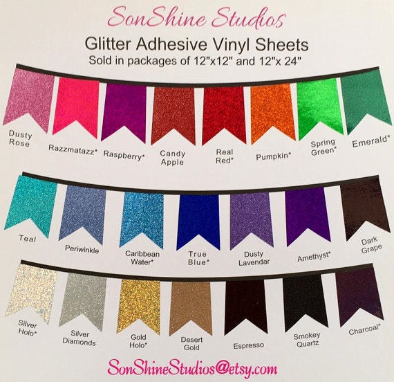 8 Glitter 12x24 Craft Vinyl Sheets 22 Color By Sonshinestudios