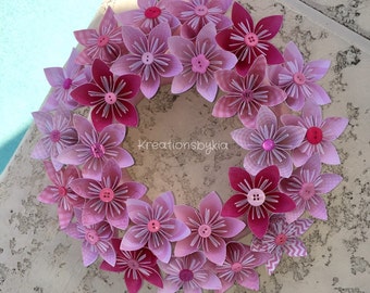 Origami Paper Flower Wreath / wedding decorations, origami, paper flowers, kusudama, paper flower wreath, paper wreath, wall decor, nursery