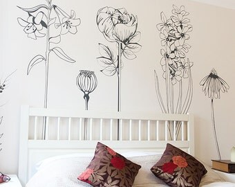 Large decorative vinyl flower wall sticker decals.