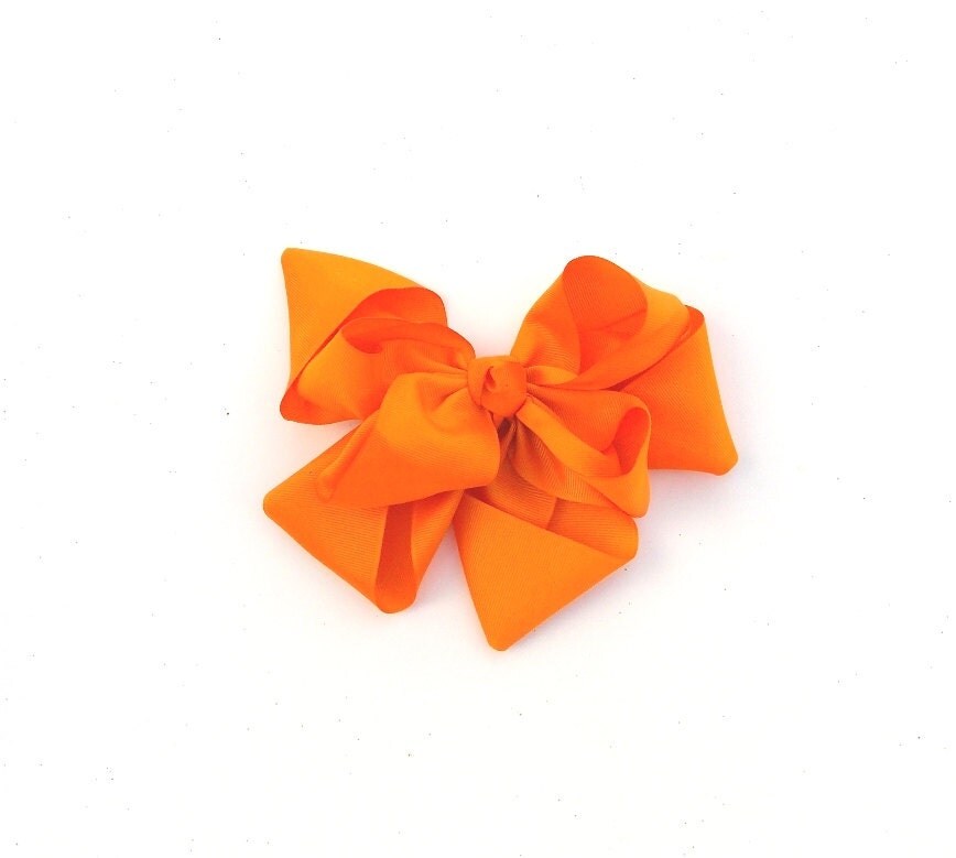 Bright Orange Hair Bow 7 Inch Hair Bow Girls by SouthernSister2
