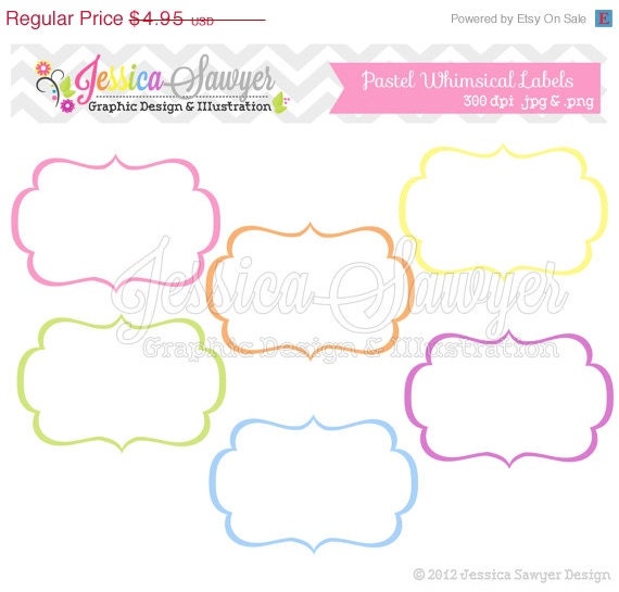 80% OFF - INSTANT DOWNLOAD, pastel whimsical labels - tag clipart - printable labels - rainbow - cards - invitations - scrapbook - digital Il_570xn