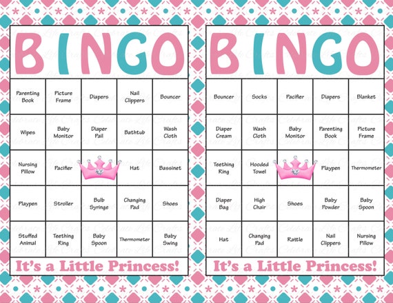 30 Baby Shower Bingo Cards Printable Party Baby Girl