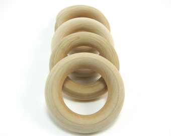 10 Small (1-3/4") Unfinished Wooden Rings - Natural Wood Toss Ring