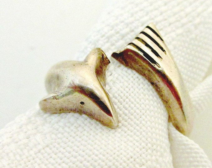 Sterling Cuff Ring - Silver Dolphin - Mexico Signed