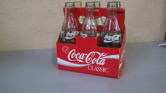 Vintage 6 Pack of Coca Cola Classic Glass Bottles