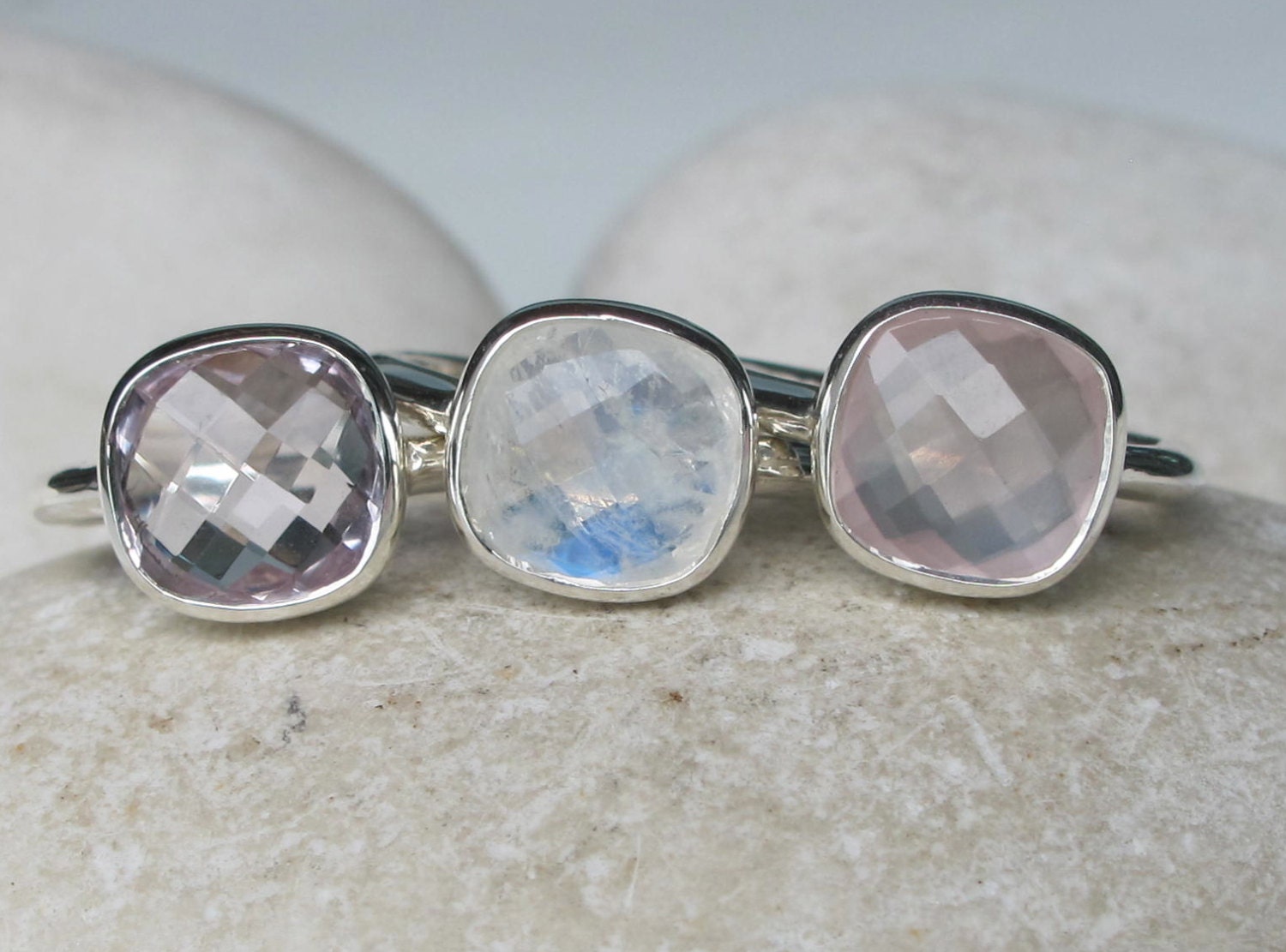 Moonstone and rose quartz ring Clearance
