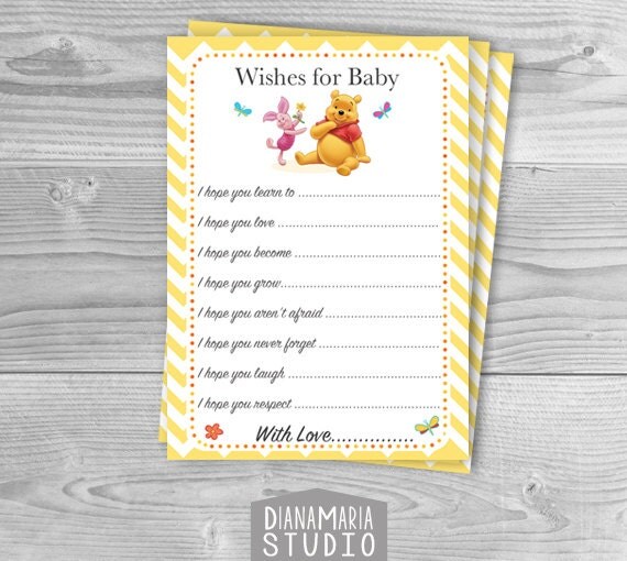 Winnie the Pooh Baby Shower Wishes for Baby Advice Card