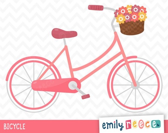 Bicycle Bike Spring Cute Clip Art Instant by EmilyReeceDesigns