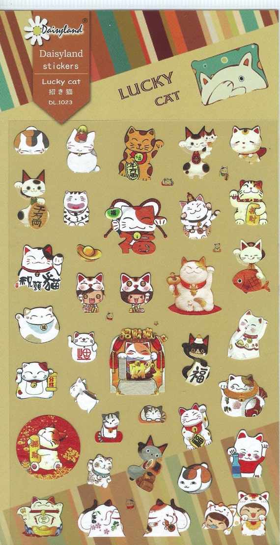 Japanese / Korean Stickers Lucky Cat by CollectingLife on Etsy