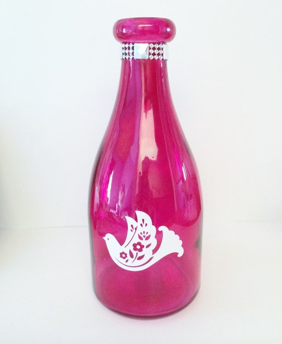Hot Pink Milk Bottle Glass Vase Flower vase Table