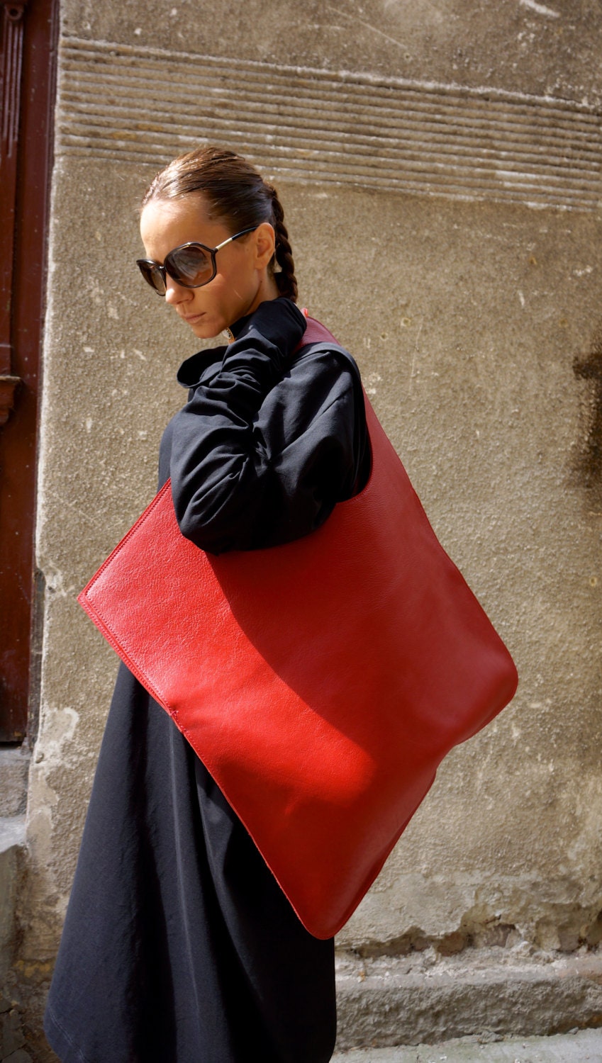 NEW Genuine Leather Red Bag / High Quality Tote by Aakasha