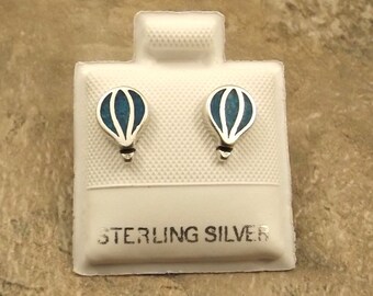 Sterling Silver and Turquoise Hot Air Balloon Stud Earrings - 1452