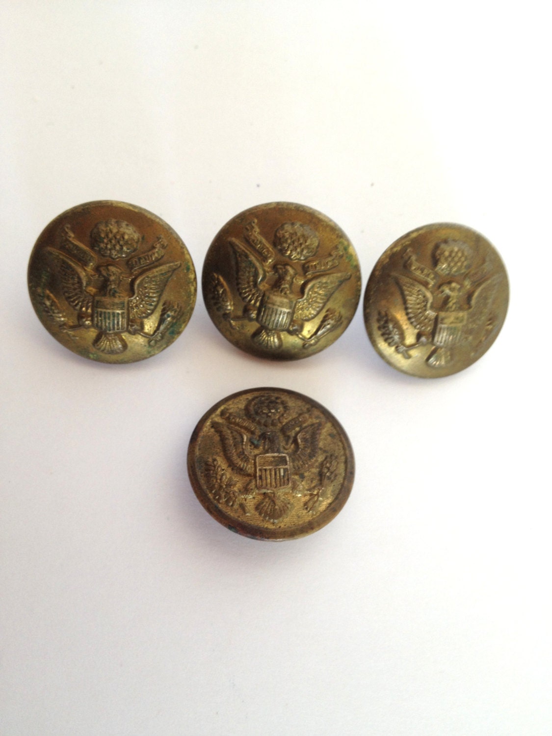 4 Vintage Brass Military Buttons Gaunt London by trailsofthewest
