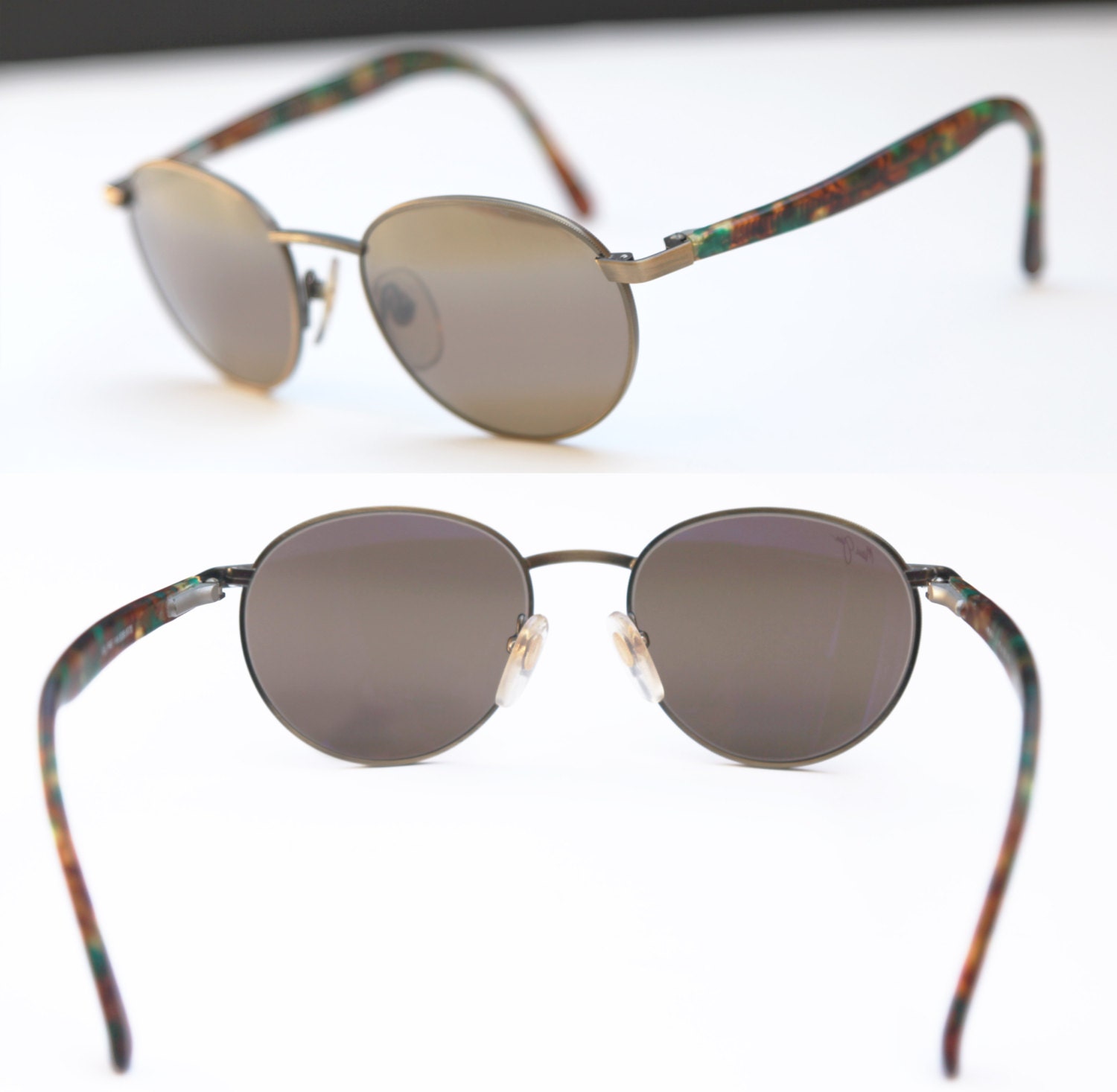 Maui Jim Round Sunglasses Brass Bronze Metal Wire Frames 8361