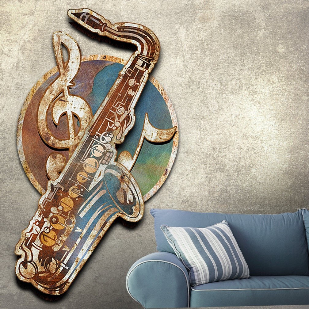 Metal Wall Art Dimension 3d Blues Sax Sculpture