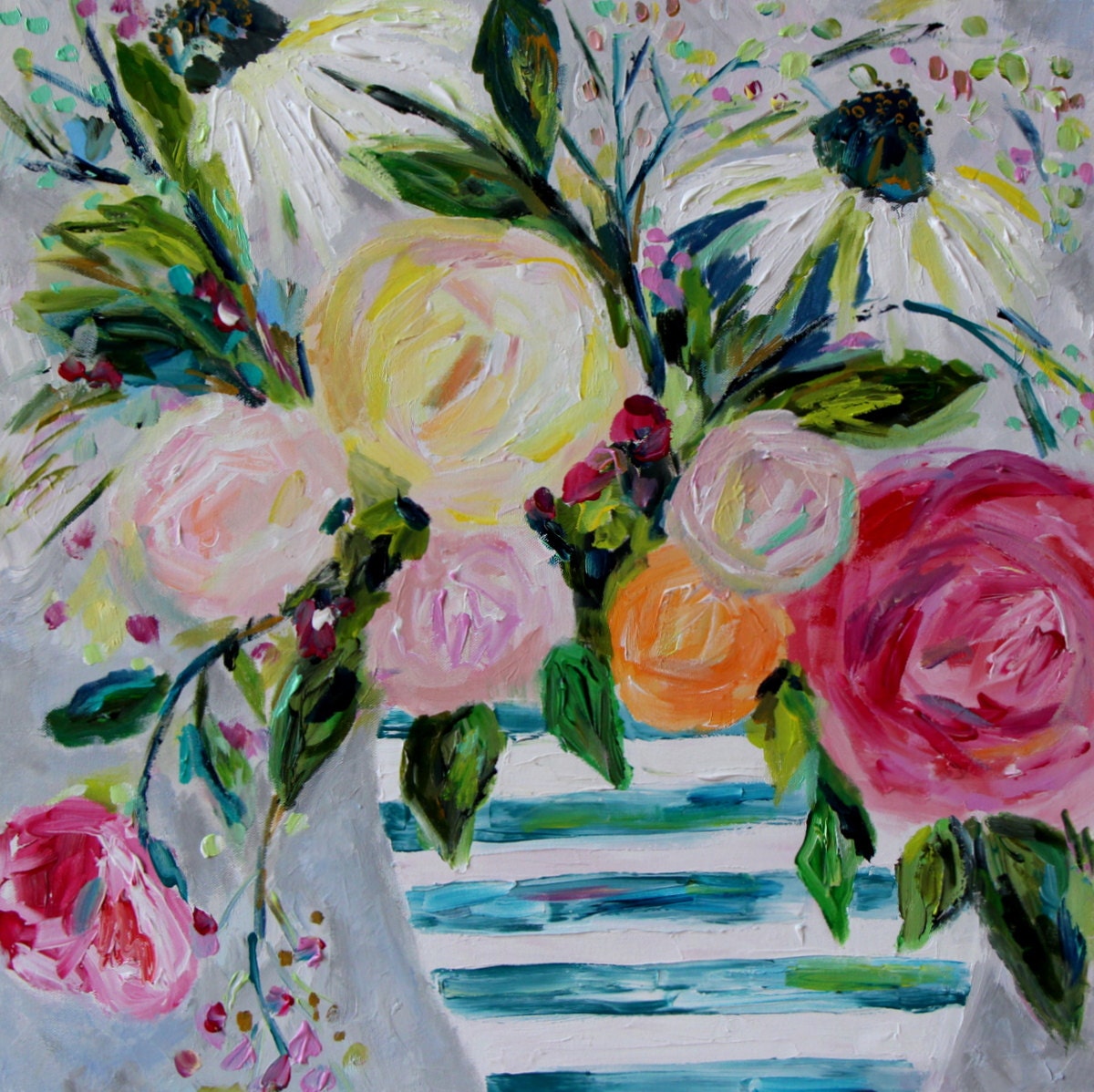 FRAMED Fine ART PRINT Flowers in Blue and by CarolynShultzFineArt