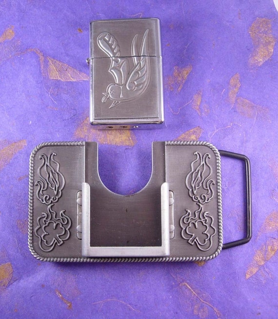 Vintage Lighter Buckle Men's Belt Accessory hidden