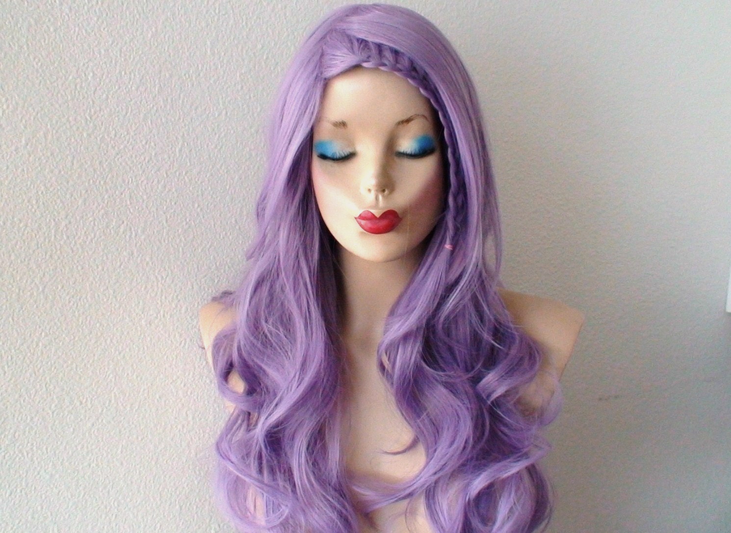 Pastel wig. Lavender wig. Pastel light purple Long curly