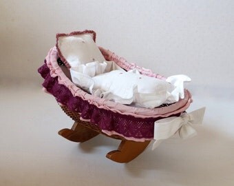 wicker doll bed