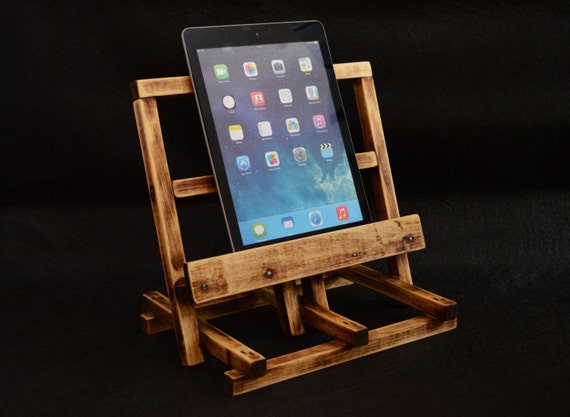 Wooden iPad stand Wood Tablet station iPad Holder by WoodRestart