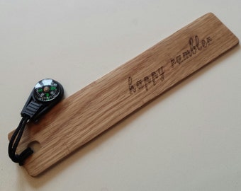 Personalised wooden bookmarks with compass, wood bookmark, Oak bookmarks, compass, gifts for him, gifts for men, for men, fathers day