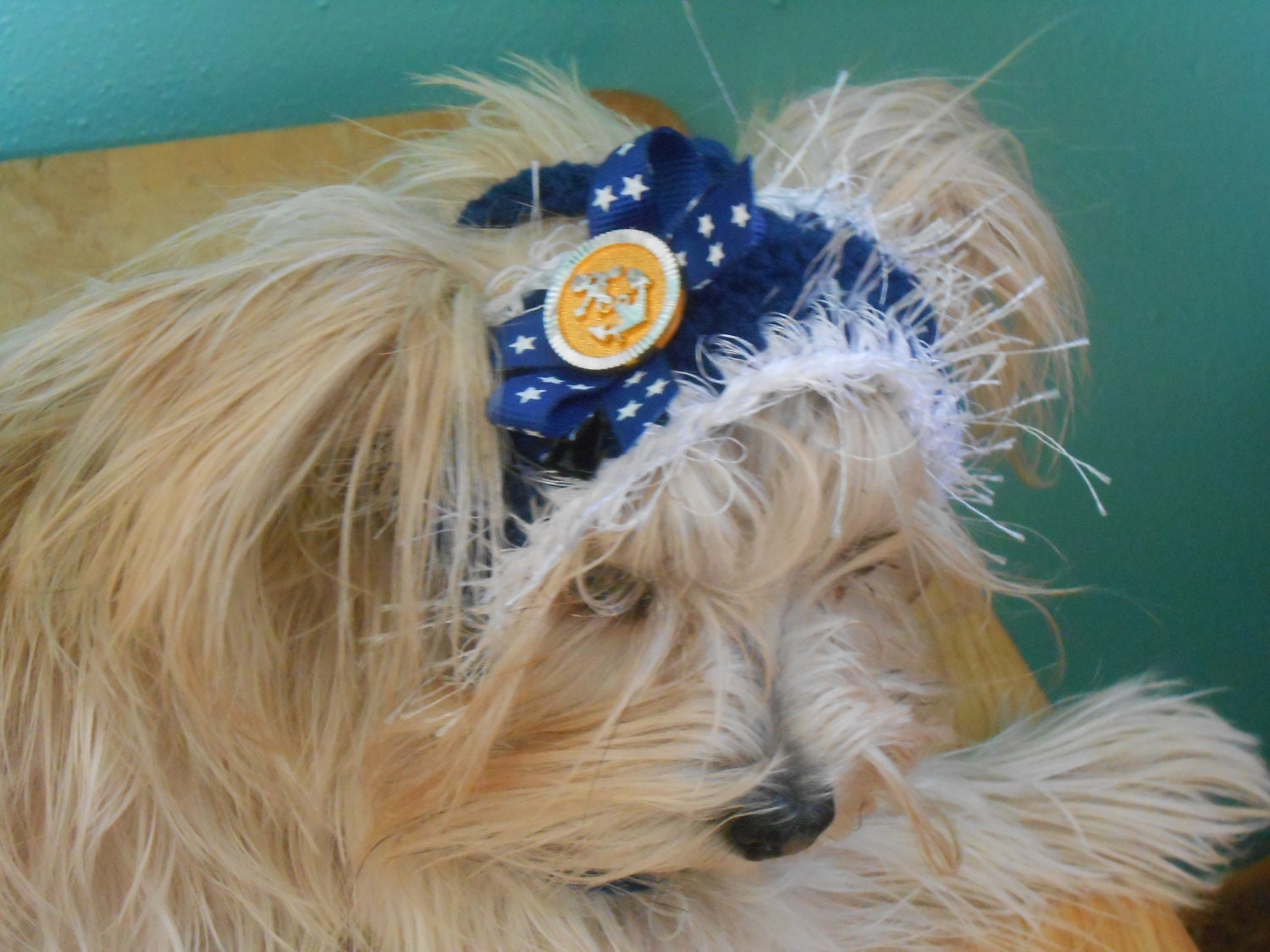 Navy Cat Headband Sailor Dog Headband with Bow Crocheted Dog