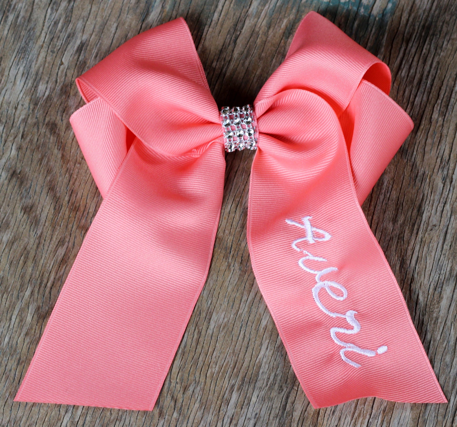 Custom Name Bow Tails Down Hair Bow Name/Bling by BubblegumDaisy