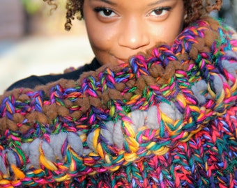 Chunky Cowl, Knit Scarf, Chunky Knit Scarf, Knit Infinity Scarf, Knit Chunky Scarf, Knit Cowl, Knit Chunky Cowl - Bird of Paradise