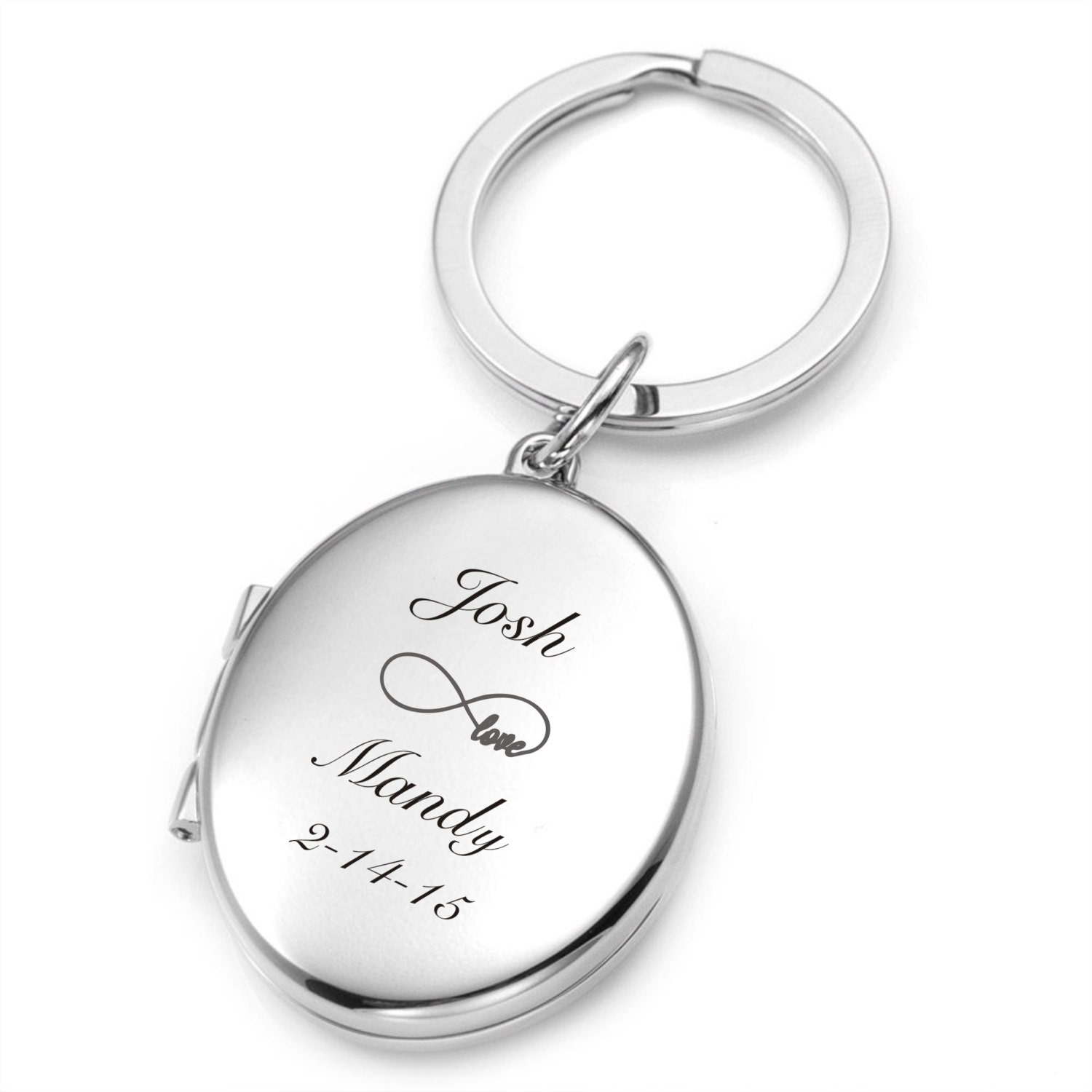 Personalized Silver Photo Frame Locket Keychain Engraved Free
