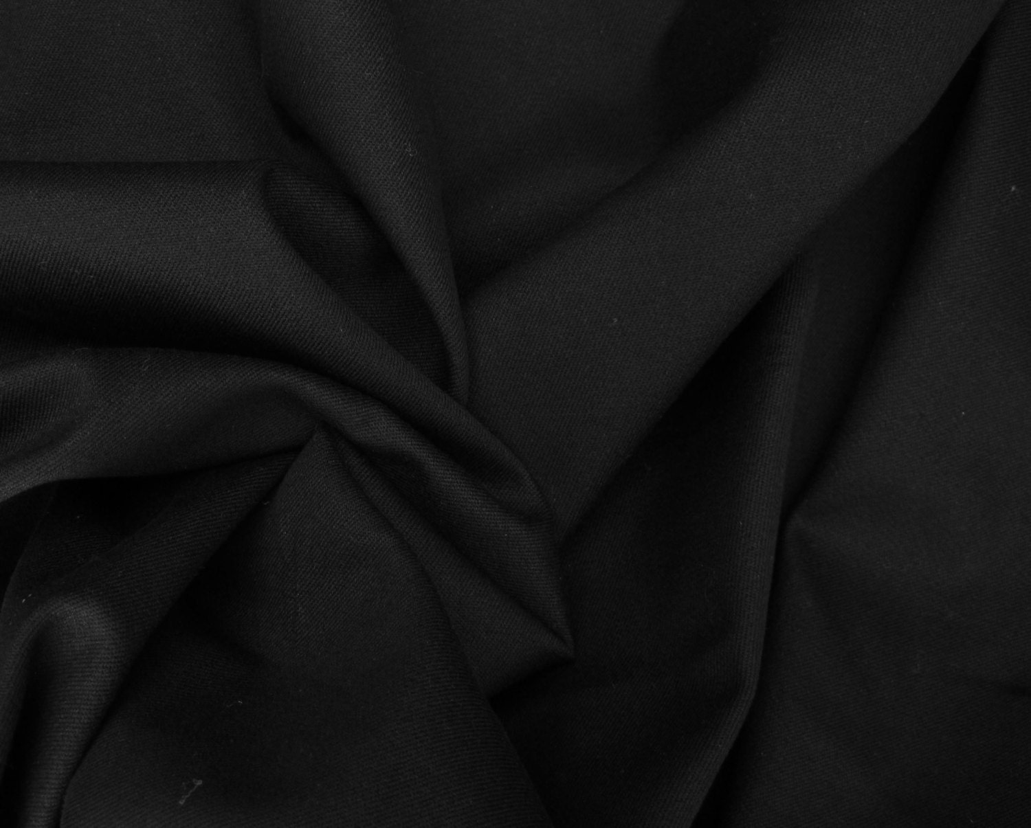BLACK Cotton Twill Spandex Fabric 4 Way Stretch Fabric by the