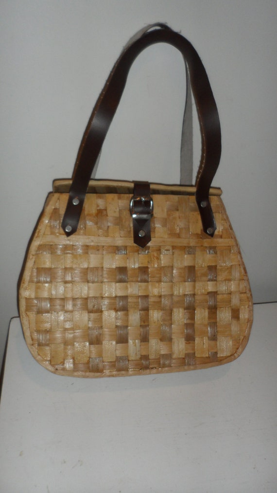 very unique shaped straw handbag handmade very unusual basket bag 60s ...