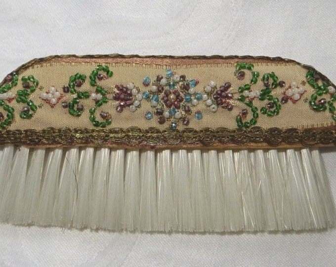 Vintage Brush, Beaded Seed Pearls, Jeweled Brush, Vanity Table Accessories, Clothing Brush