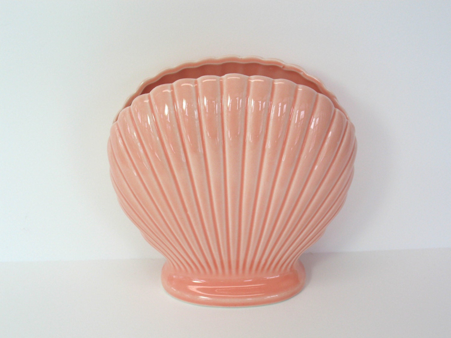 Shell Vase Japan Pink Pottery Seashell Planter Porcelain Sea