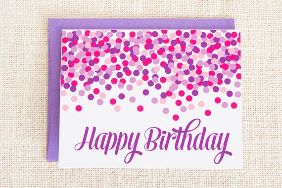 Confetti Birthday Card Happy Birthday Card by FMCstudio on Etsy
