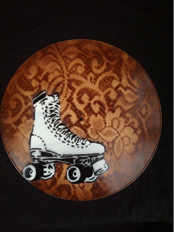 Roller Skate Stencil Art on a Vinyl Record by HunterArmstrongArt