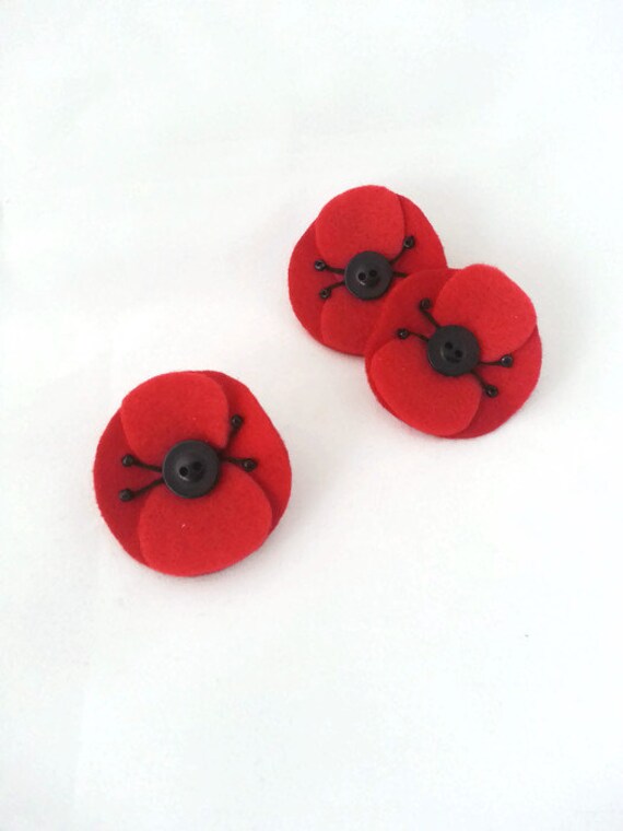 ANZAC Poppy Poppy Lapel Pin Flower Red Poppy Brooch by FancyManx
