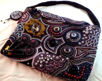 Handbag evening bag Clutch Bags Bead Embroidery Sunset