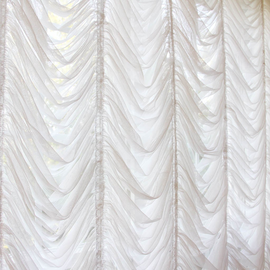 Austrian Roman Balloon White Tulle Lace Curtain by LovelyDecor