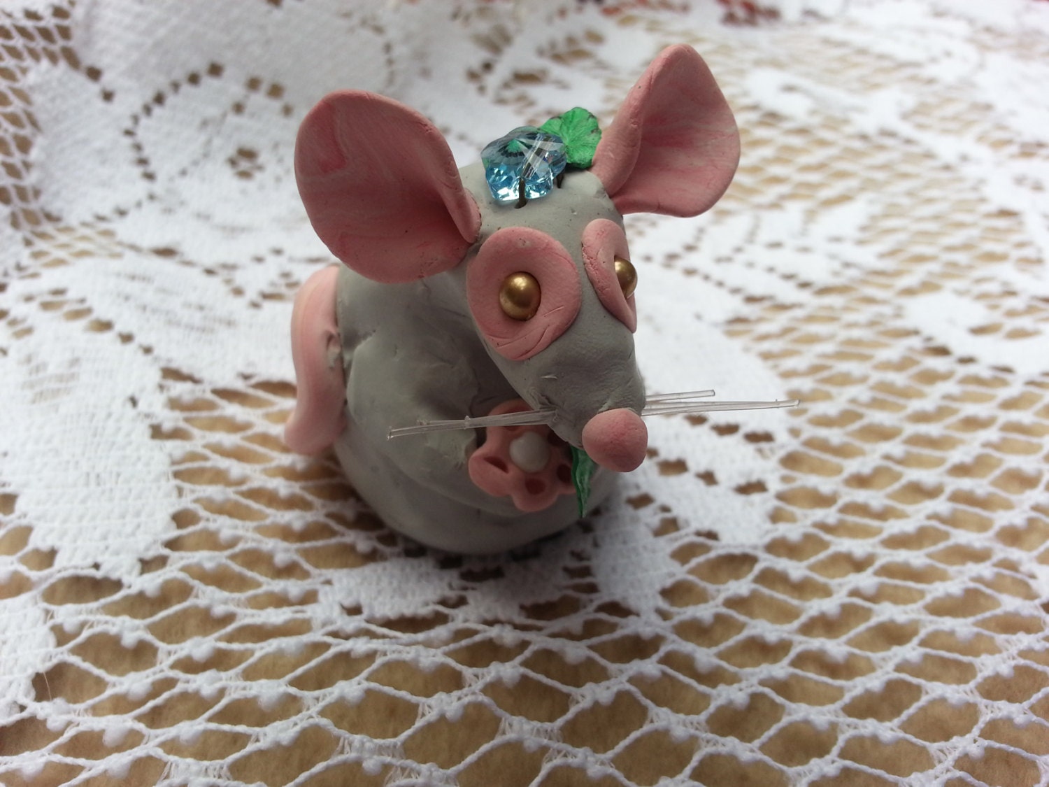 Clearance OOAK Clay Mouse Figurine polymer clay sculpture
