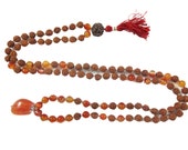 Tarini Jewels Mala Beads Rudraksha Carnelian SACRAL CHAKRA Meditation - Yoga Energy Japamala