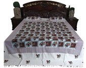 Indian Bedspreads TRADITIONAL Bed Cover Floral Print Handloom Cotton Bedding Throw