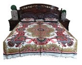 Indian Bedspread Hand Block Printed Handloom Cotton Decor Coverlet Pillowcovers