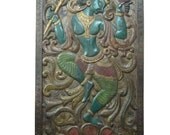 India Carving Door Panel Dancing Lord Krishna Hand Carved Wall Panels 72" X 36"