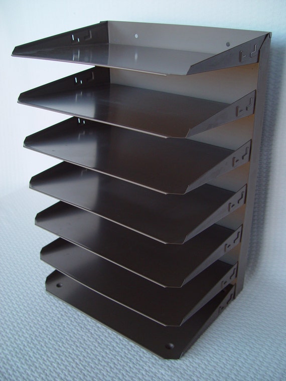 Vintage Metal Desk Organizer MidCentury Modern Office Paper