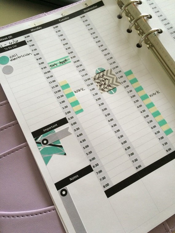 A5 and A6 personal Planner Inserts Week on Two by InterrobangD
