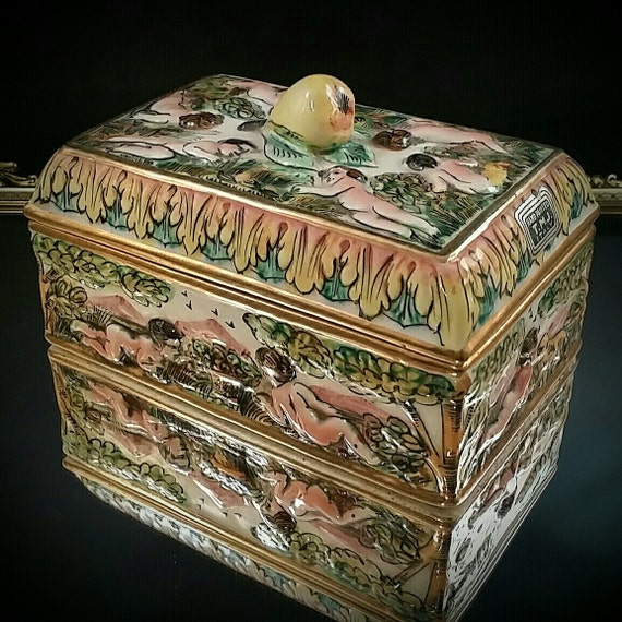 6 Inch Italian Capodimonte Box Porcelain Box Italian Pottery